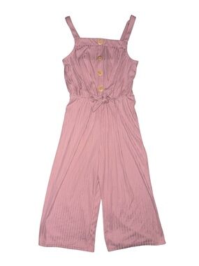 Love Squared Girls Pink Sleeveless Button-Front Jumpsuit